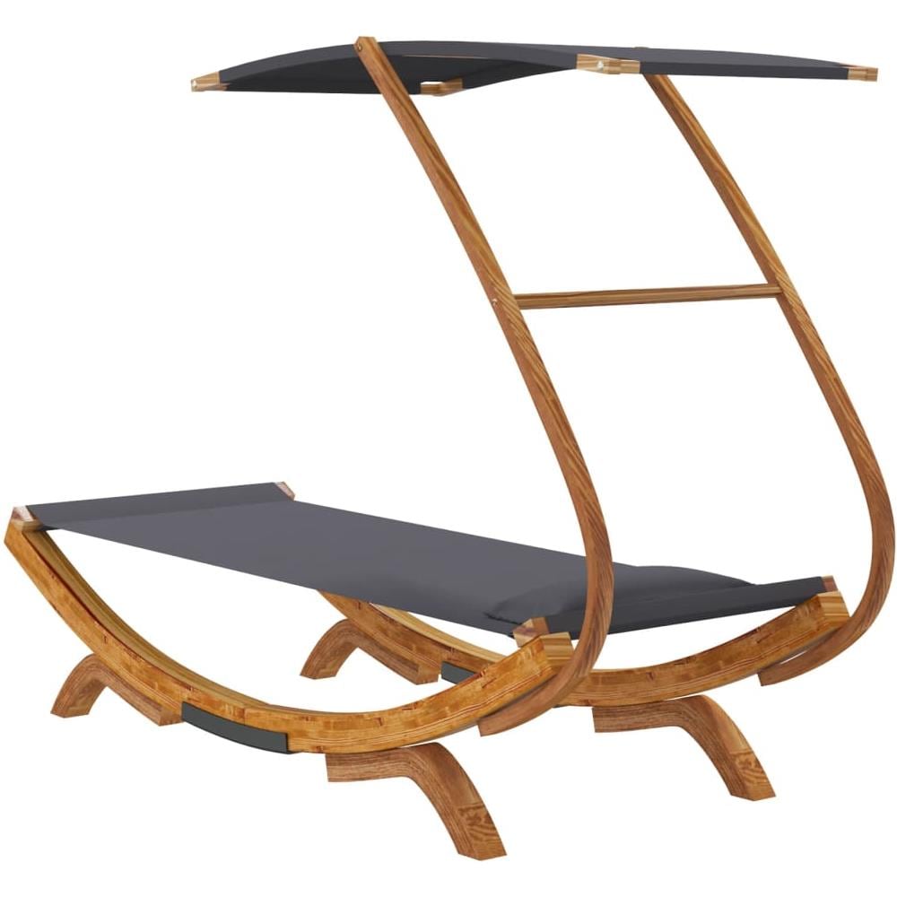 Lettino con Tettuccio 100x190x134 cm in Legno Curvato Antracite - Foto 2