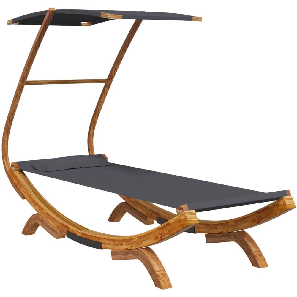 Lettino con Tettuccio 100x190x134 cm in Legno Curvato Antracite - Foto 1