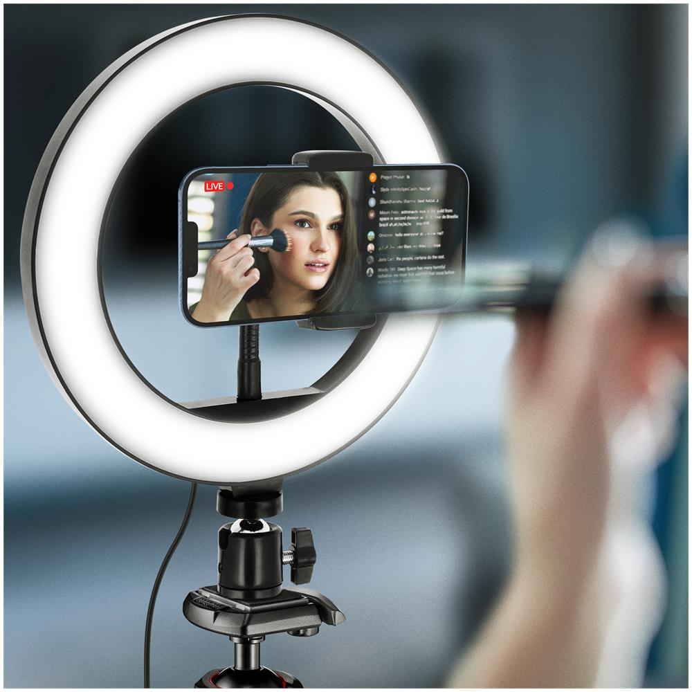 Light Ring Anello Luminoso Supporto Smartphone 9w Con Luce Da 20 Cm Bd2006 - Foto 2