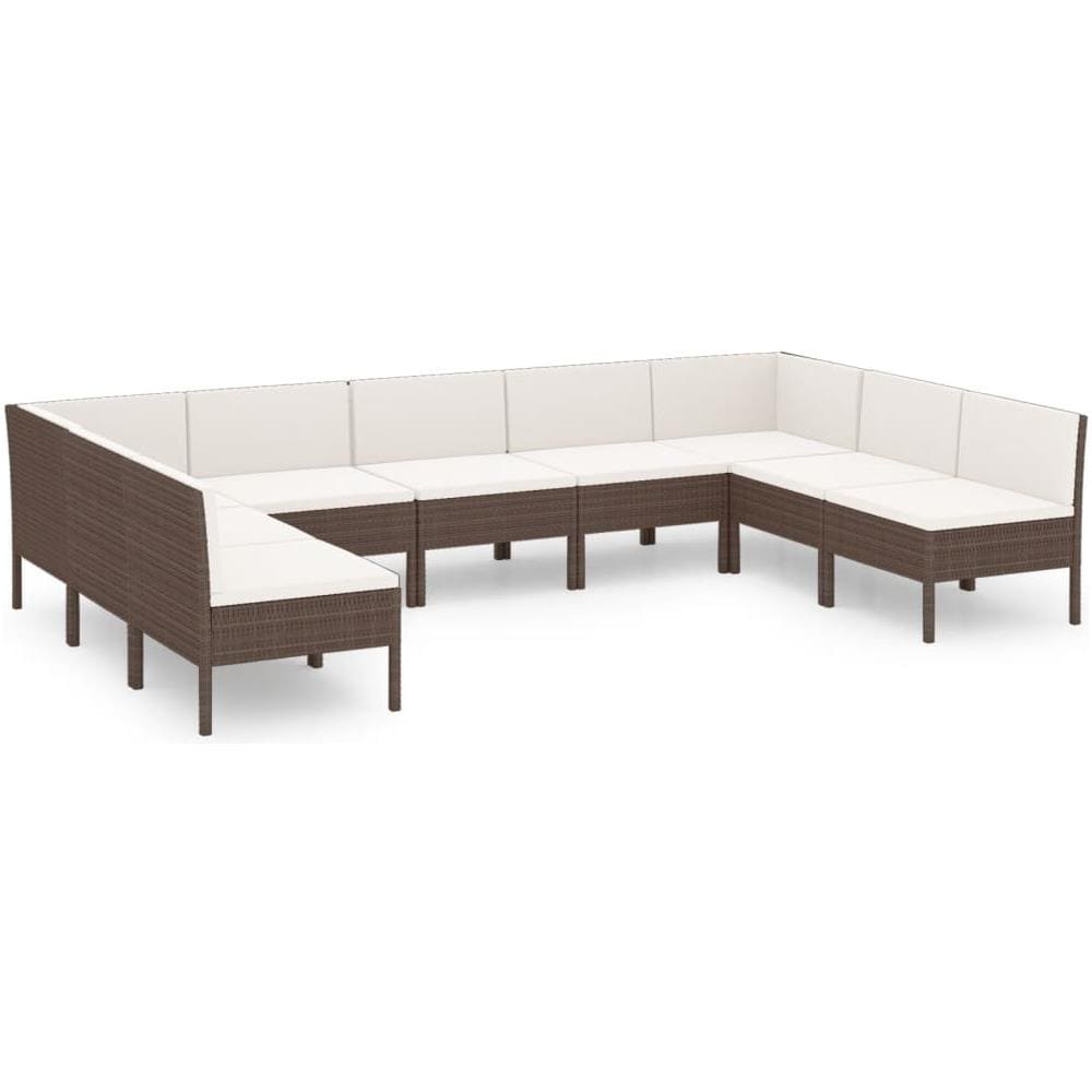 Set Divani Da Giardino 9 Pz Con Cuscini In Polyrattan Marrone - Foto 2