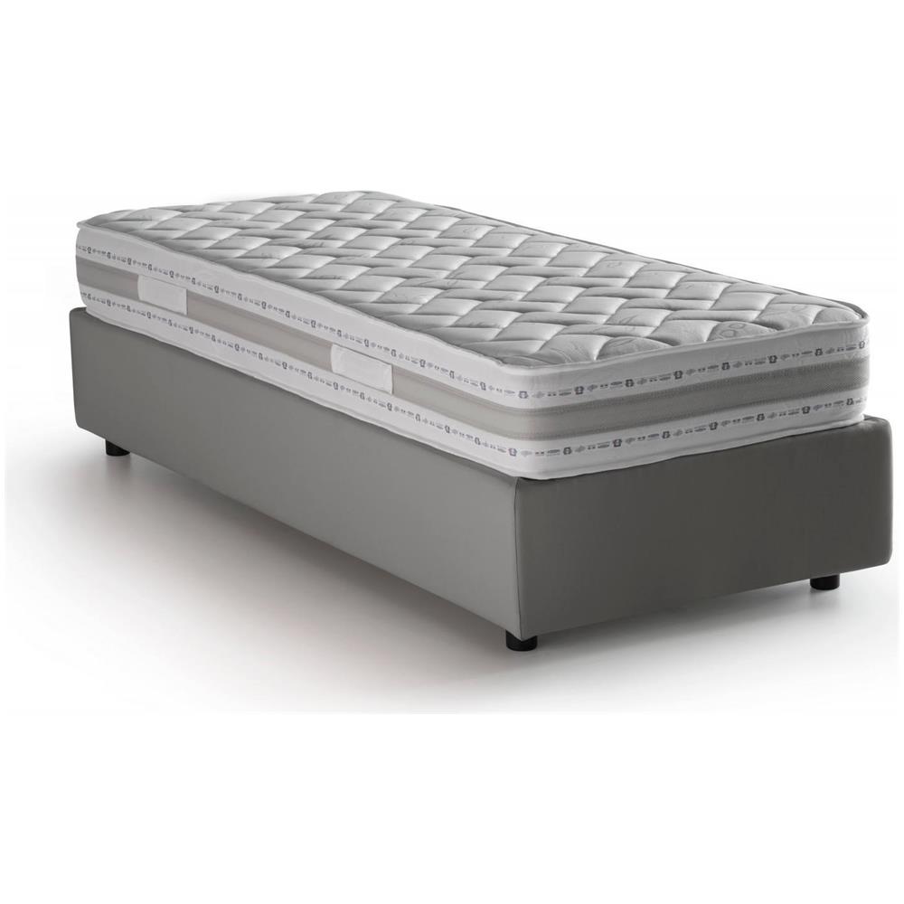 Letto Singolo Caterina, Letto Contenitore Con Rivestimento In Tessuto, 100% Made In Italy, Apertura Frontale, Adatto Per Materasso Cm 80x200, Grigio - Foto 2