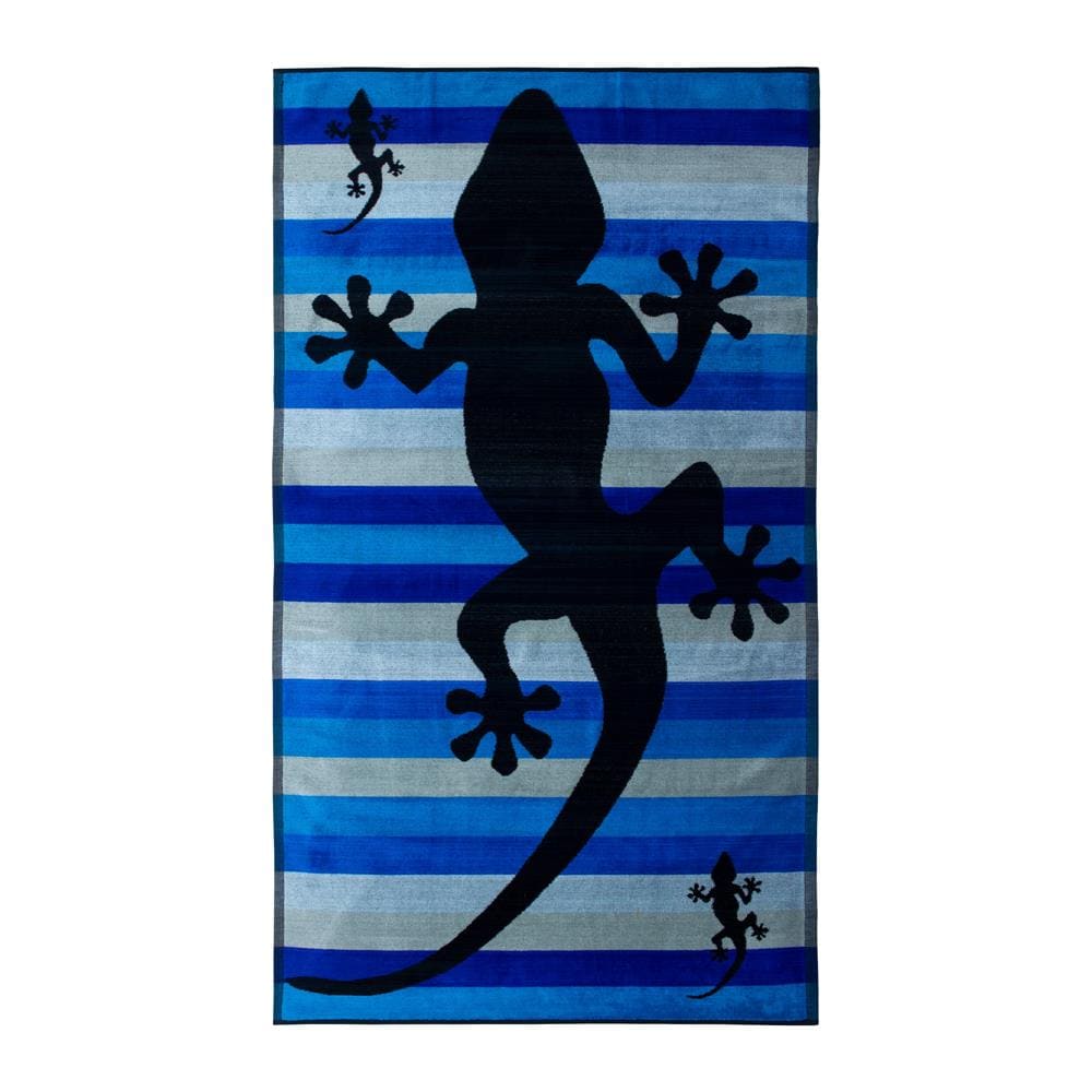 Telo Mare Jacquard Spugna Asciugamano Spiaggia Disegno Geko Stripe Telo Mare Blu - Foto 1