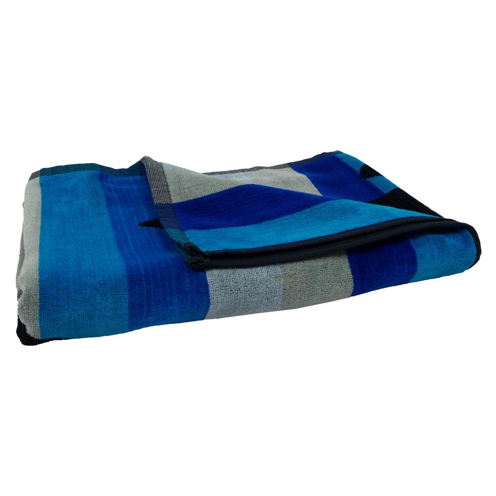 Telo Mare Jacquard Spugna Asciugamano Spiaggia Disegno Geko Stripe Telo Mare Blu - Foto 5