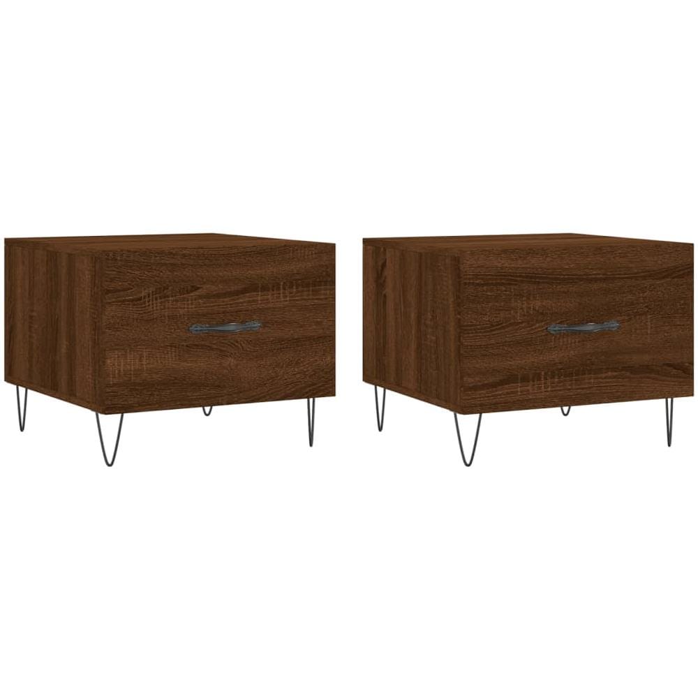 Tavolini Salotto 2 Pz Rovere Marrone 50x50x40 Legno Multistrato - Foto 2