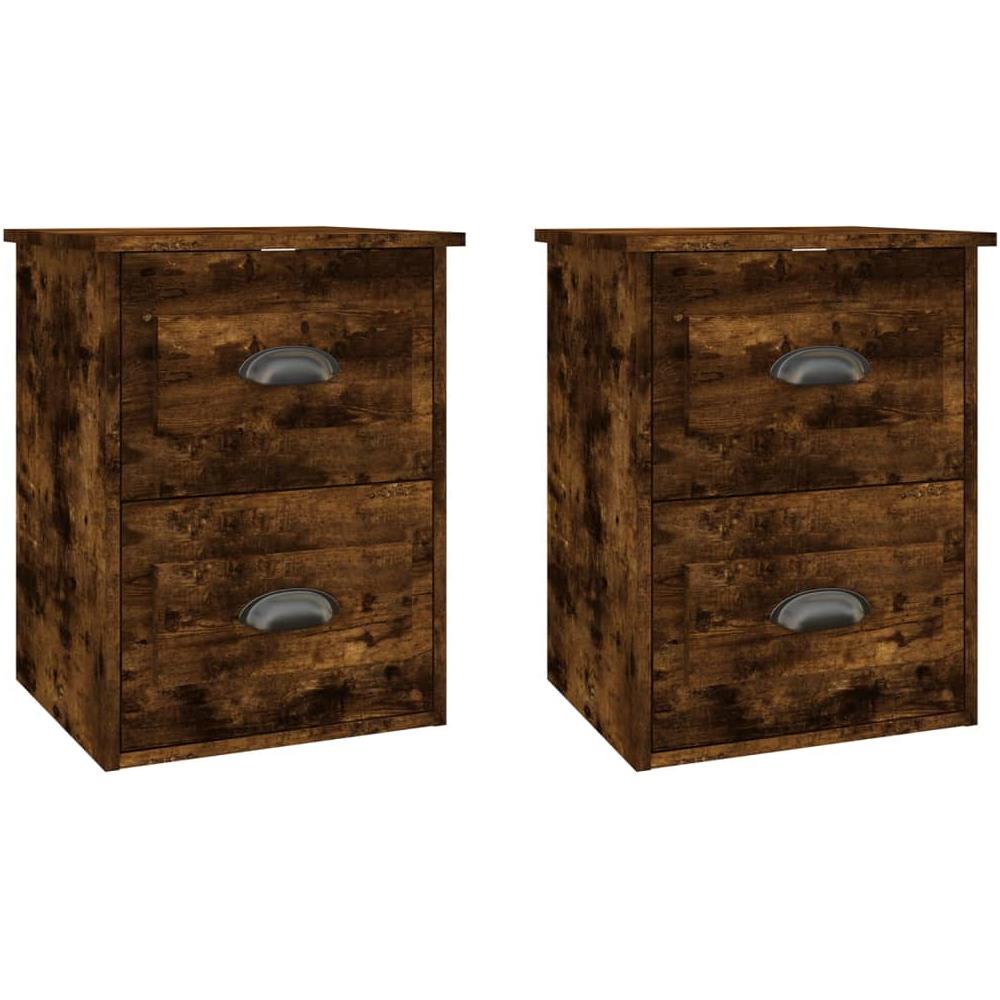 Comodini A Parete 2 Pz Rovere Fumo 41,5x36x53 Cm - Foto 2