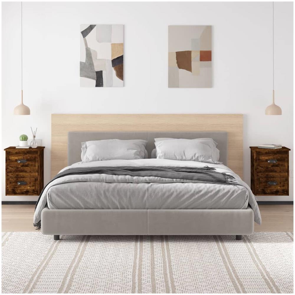 Comodini A Parete 2 Pz Rovere Fumo 41,5x36x53 Cm - Foto 3