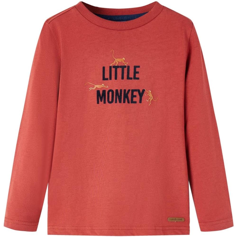Maglietta Per Bambini Maniche Lunghe Little Monkey Rosso Bruciato 116 - Foto 1