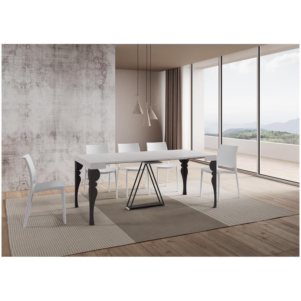 Consolle allungabile 90x40/196 cm Riza Small bianco frassino telaio antracite - Foto 3