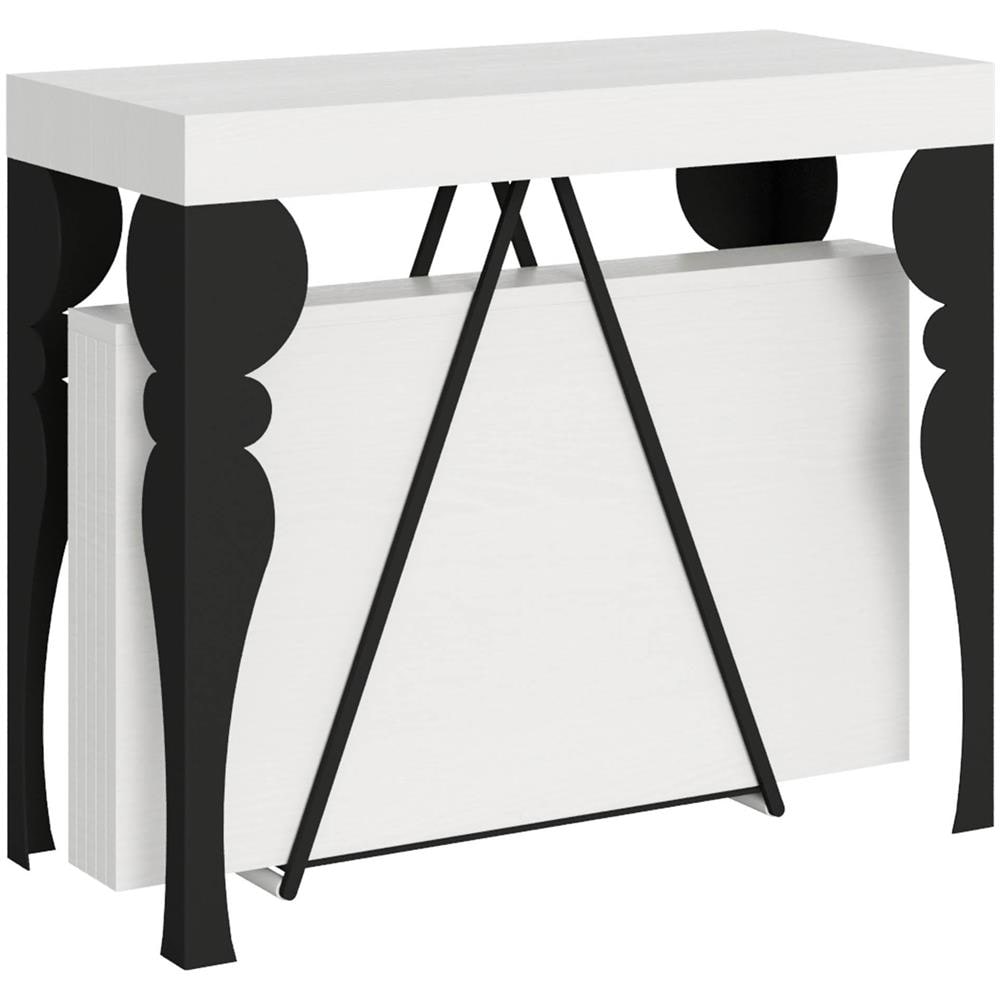 Consolle allungabile 90x40/196 cm Riza Small bianco frassino telaio antracite - Foto 1