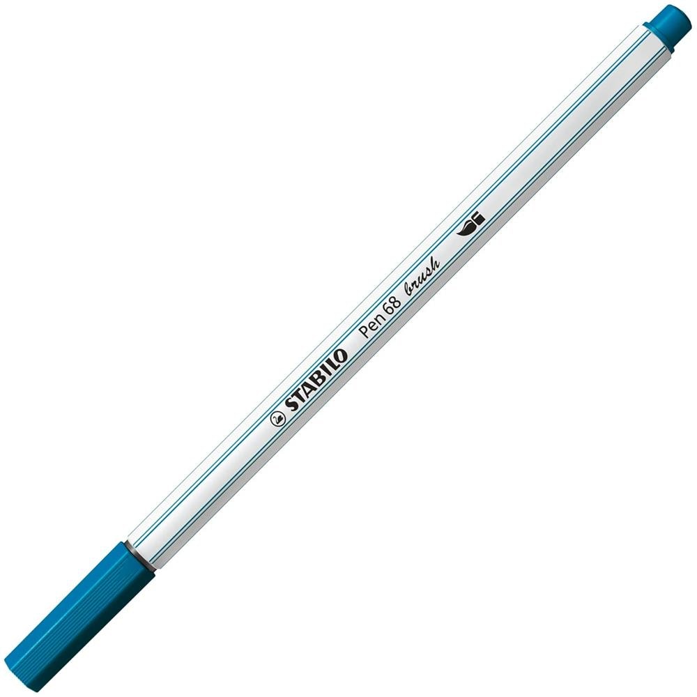 Pen 68 brush - Pennarello Premium con punta a pennello - Confezione da 10 - Blu Turchese - Foto 2