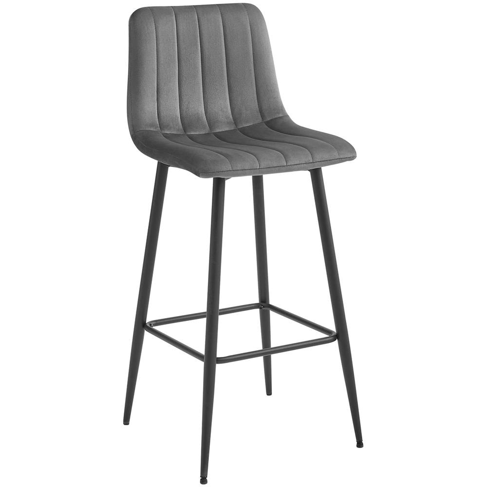 Sgabello POZZA in velluto grigio scuro con gambe nere per cucina - Foto 1