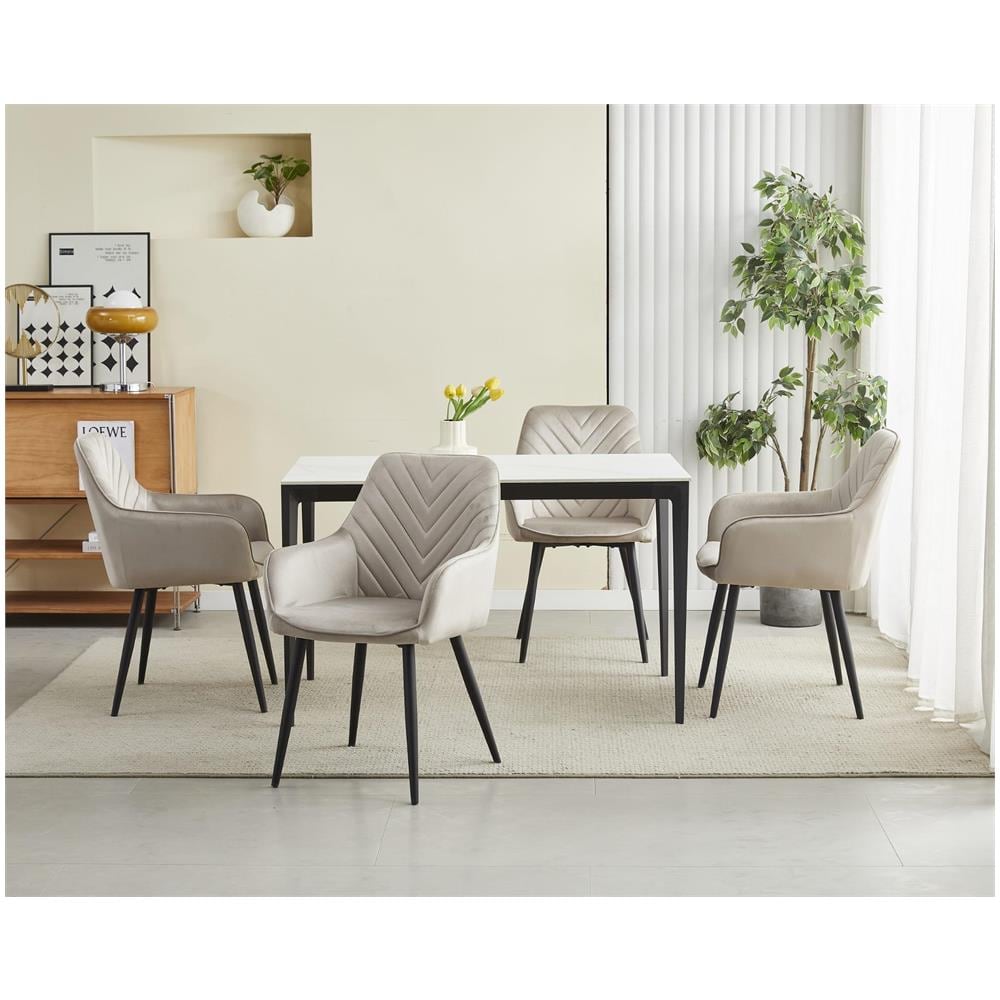 Sedia WAAV - Elegante velluto beige scuro per soggiorno, cucina, sala da pranzo - Foto 8