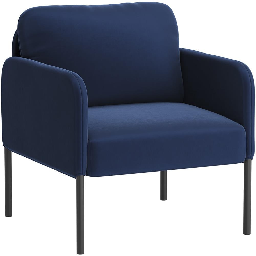 Poltrona - Comfort Naturale Per Tutti I Giorni, Con Schienale Avvolgente E Sottili Gambe In Metallo, Blu - Foto 1