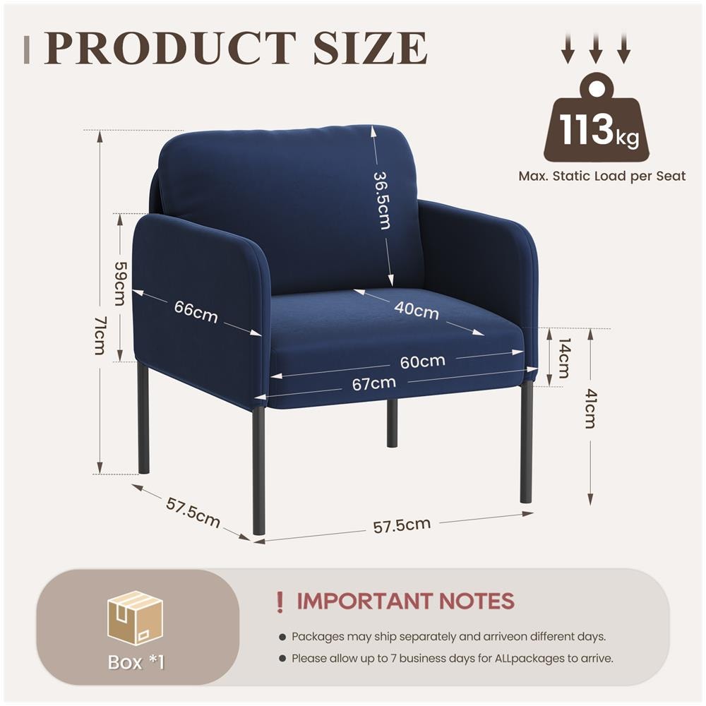 Poltrona - Comfort Naturale Per Tutti I Giorni, Con Schienale Avvolgente E Sottili Gambe In Metallo, Blu - Foto 2