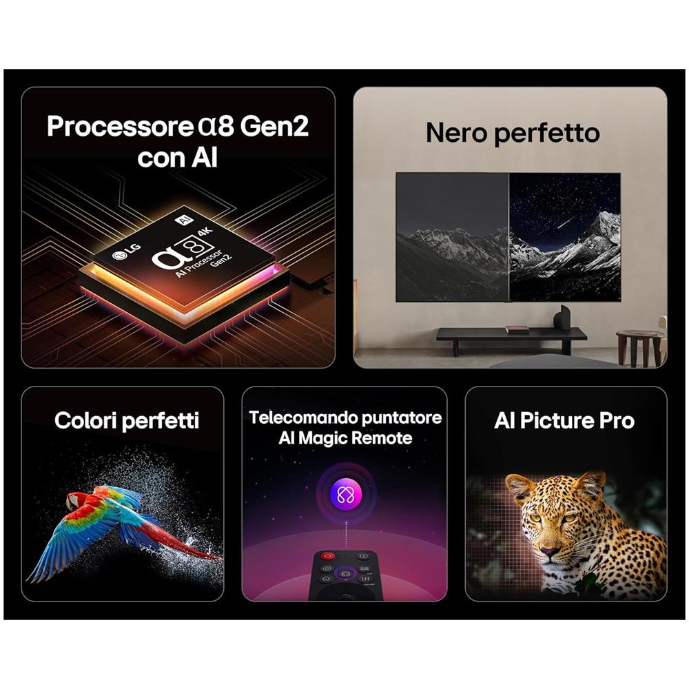 OLED AI B5 TV 55 pollici, Smart TV 4K, Processore a8 Gen2, webOS con AI, Dolby Vision e Atmos, Gaming con VRR, GSYNC e FreeSync 4K@ 120Hz, 4 HDMI 2.1, Alexa, OLED55B56LA 2025 - Foto 2