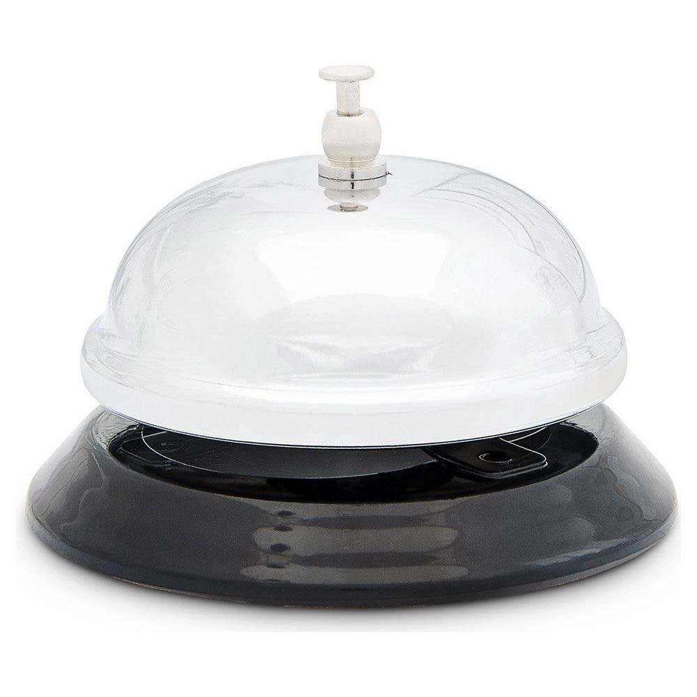 Campanello Da Tavolo Hotel Rezeption Su Base Plastica Nero E Silver Diametro 8cm - Foto 2