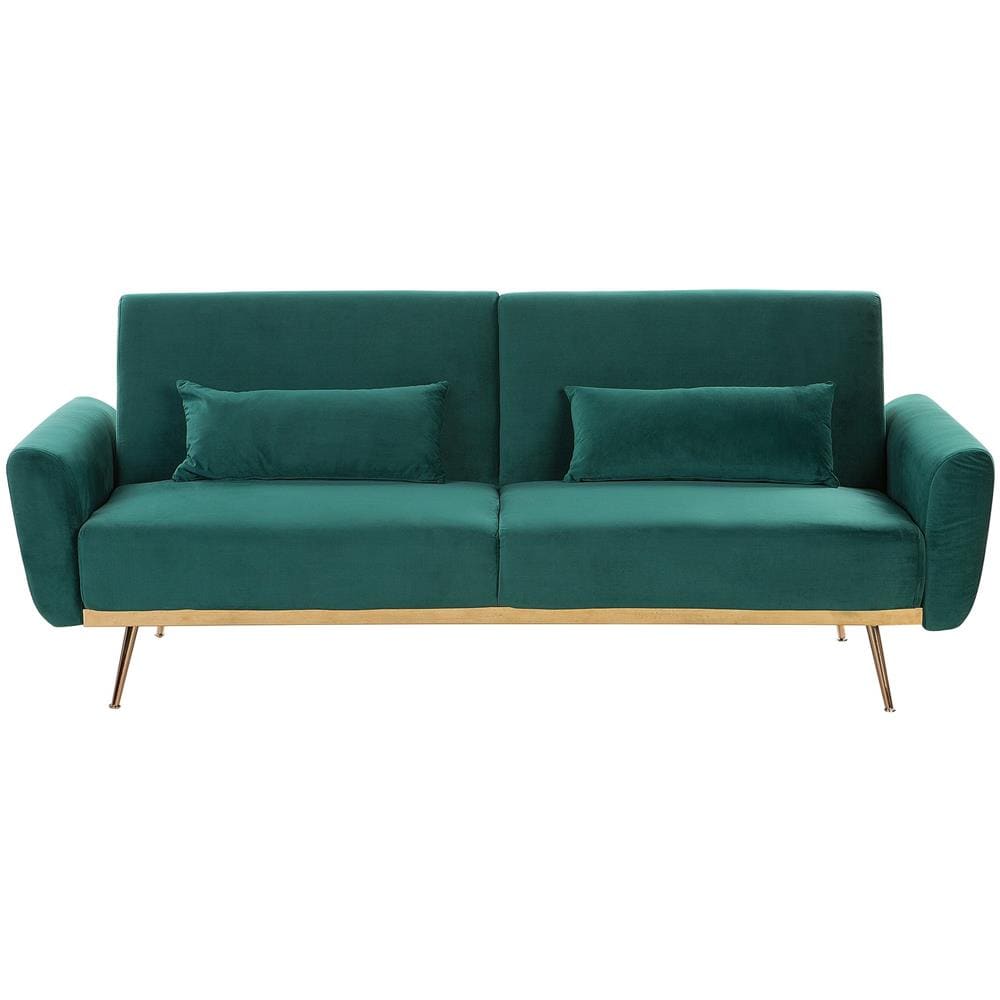 Divano Letto 3 Posti In Velluto Verde Eina - Foto 1