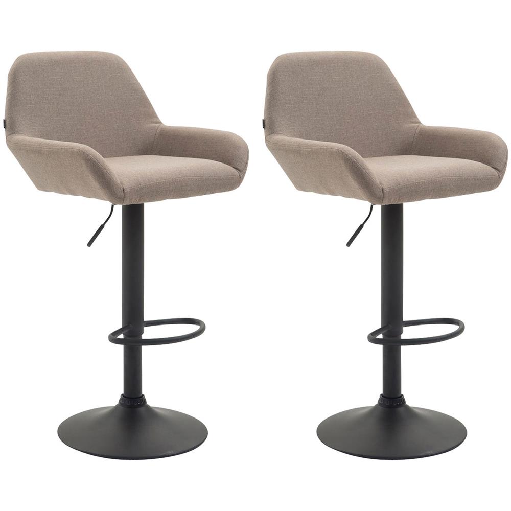 Set 2 Sgabelli Bar Braga in Tessuto - Coppia Sedie Cucina Regolabili con Schienale e Braccioli - Sedie Sgabello Bancone Imbottite Tortora - Foto 2