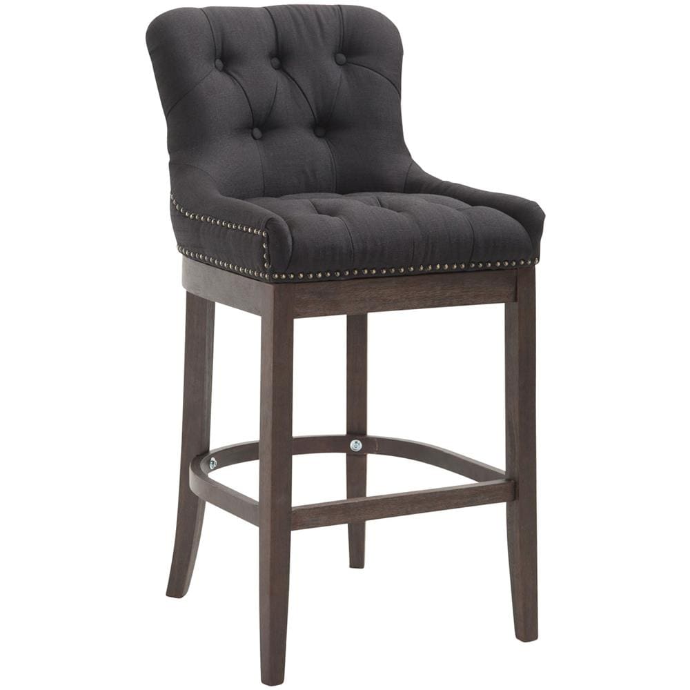 Sgabello Design Chesterfield Lakewood Antico-Scuro I Sgabello Alto Vintage in Tessuto I Sgabello Bar Design in Legno H 74 CM Nero - Foto 1