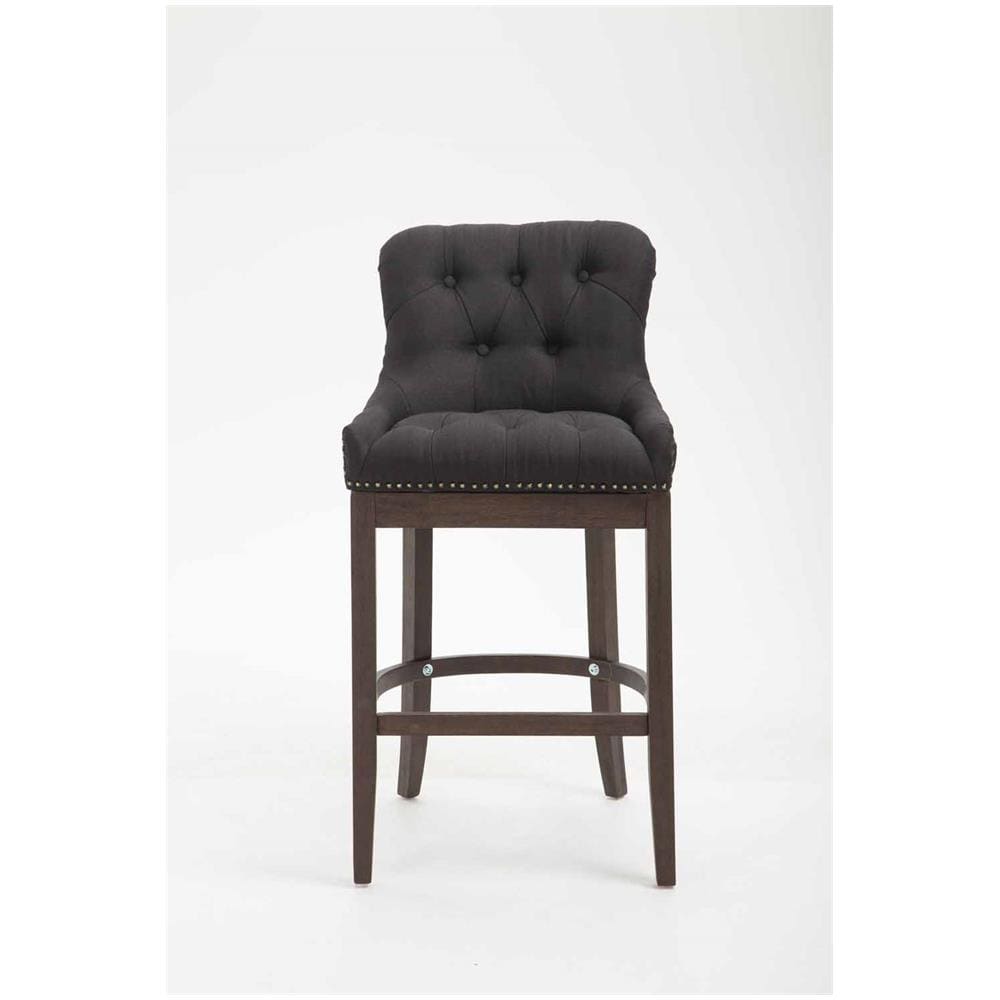 Sgabello Design Chesterfield Lakewood Antico-Scuro I Sgabello Alto Vintage in Tessuto I Sgabello Bar Design in Legno H 74 CM Nero - Foto 2