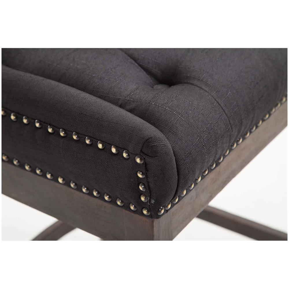 Sgabello Design Chesterfield Lakewood Antico-Scuro I Sgabello Alto Vintage in Tessuto I Sgabello Bar Design in Legno H 74 CM Nero - Foto 5