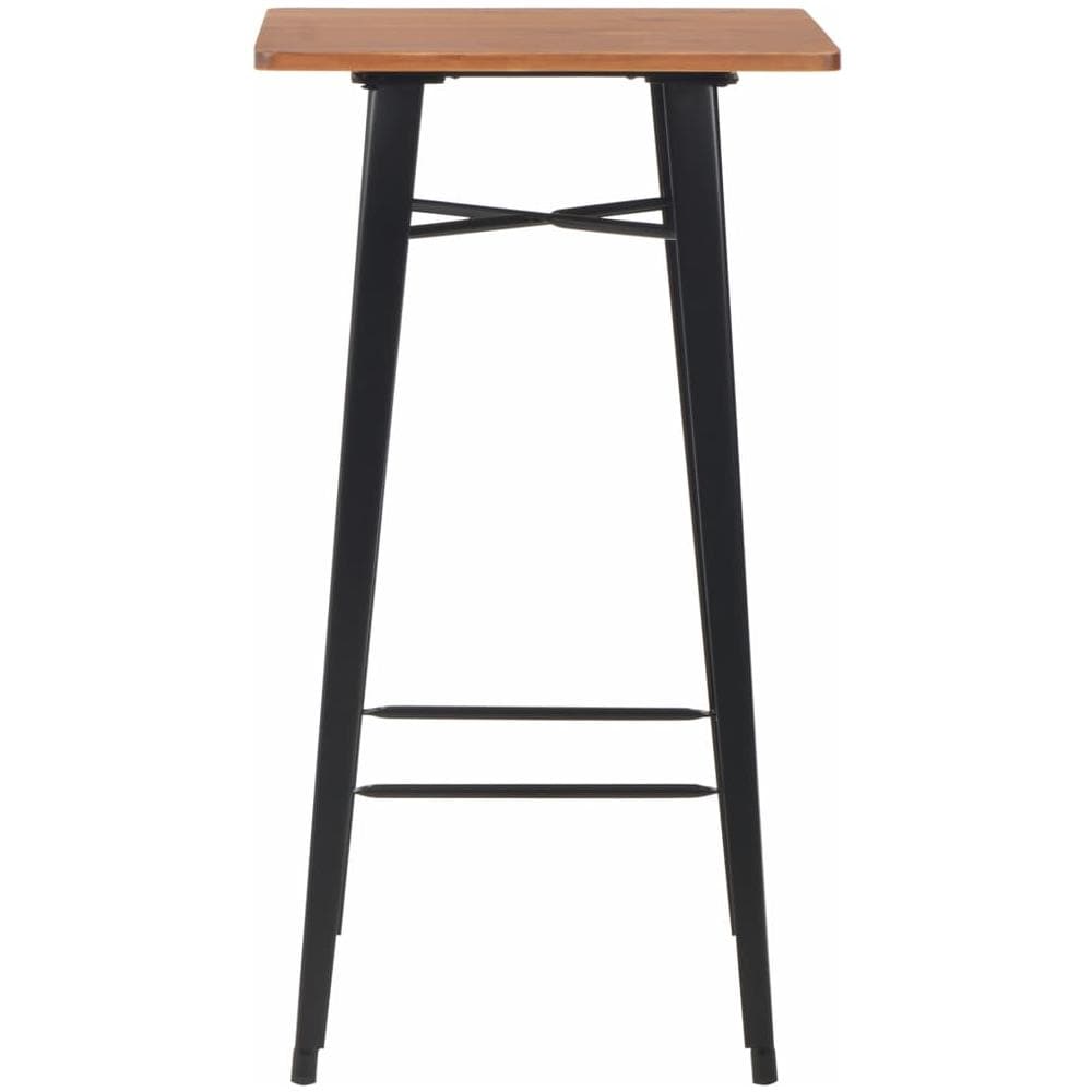 Tavolo Da Bar Nero 60x60x108 Cm Legno Massello Di Pino Acciaio - Foto 2
