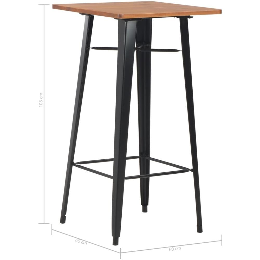 Tavolo Da Bar Nero 60x60x108 Cm Legno Massello Di Pino Acciaio - Foto 11