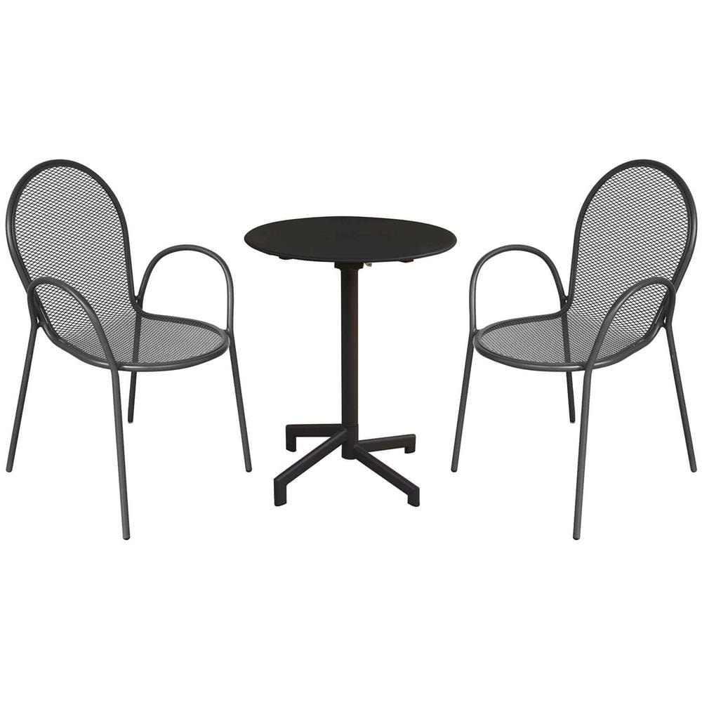 Opera - Set Tavolo In Metallo Cm Ø 60 X 74 H Con 2 Poltrone Maris - Foto 1