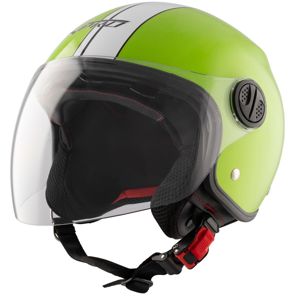 Moto Casco Jet Verde Omologato Ece Grafica Bianca Parasole Doppia Visiera L - Foto 5