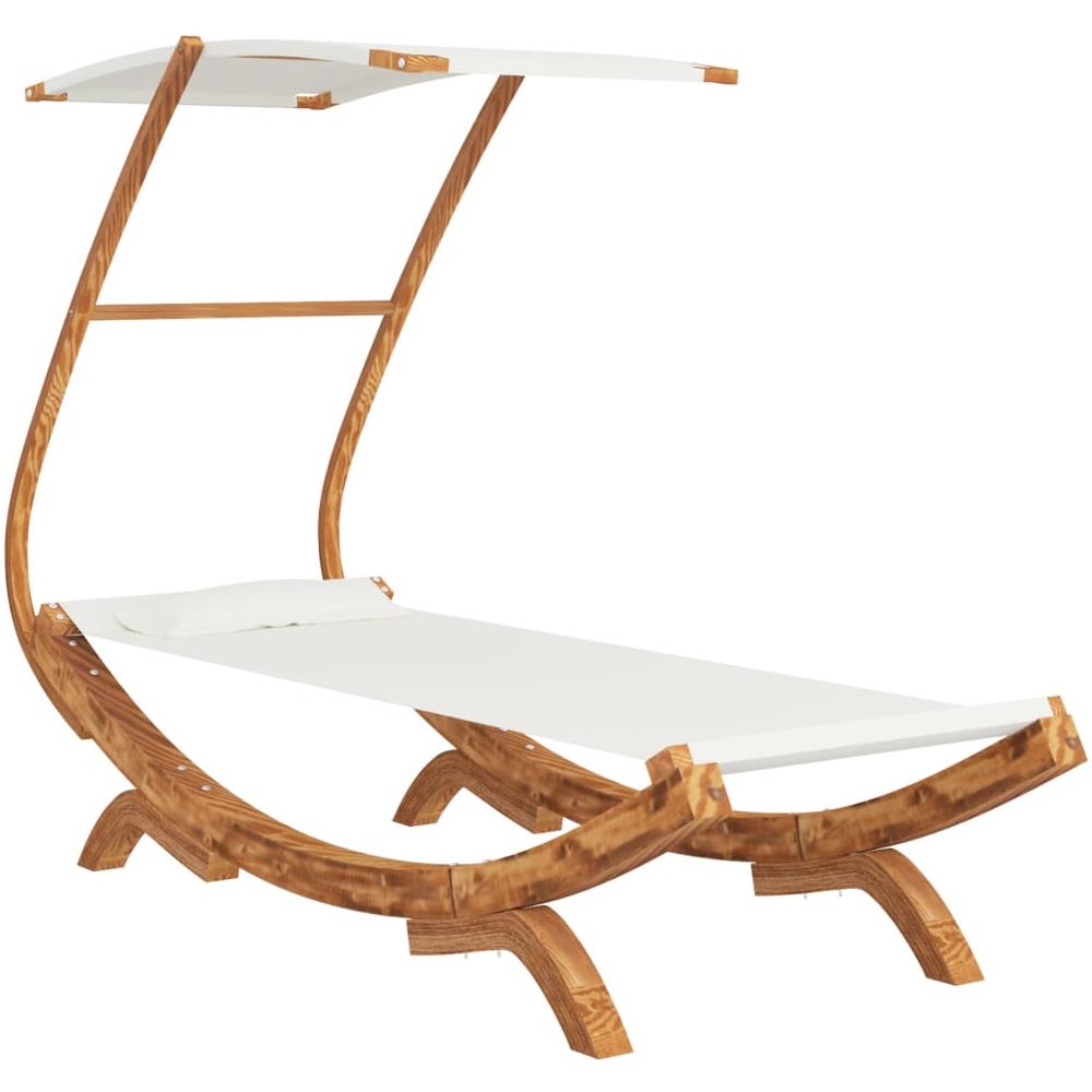 Lettino con Tettuccio 100x190x134 cm in Legno Curvato Crema - Foto 2