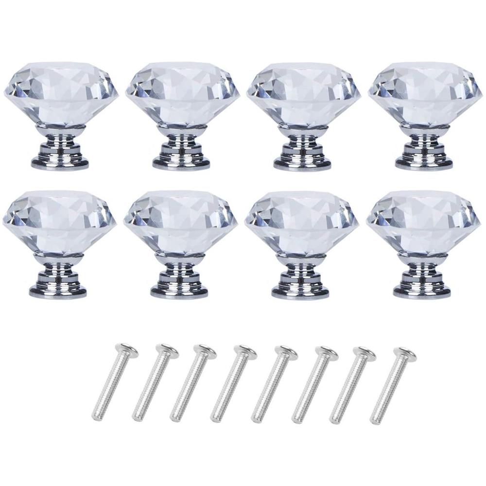 Pomelli Romboidali In Vetro Trasparente/argento 8 Pz - Foto 1