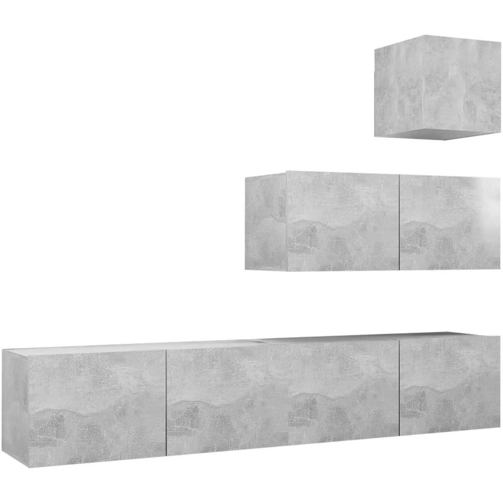 Set di Mobili Porta TV 4 pz Grigio Cemento in Legno Multistrato - Foto 1