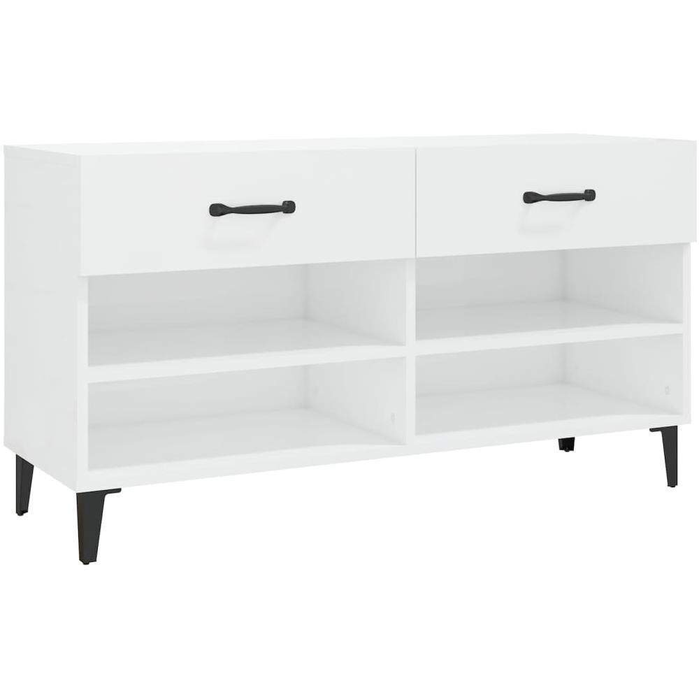 Scarpiera Bianco Lucido 102x35x55 Cm In Legno Multistrato - Foto 2