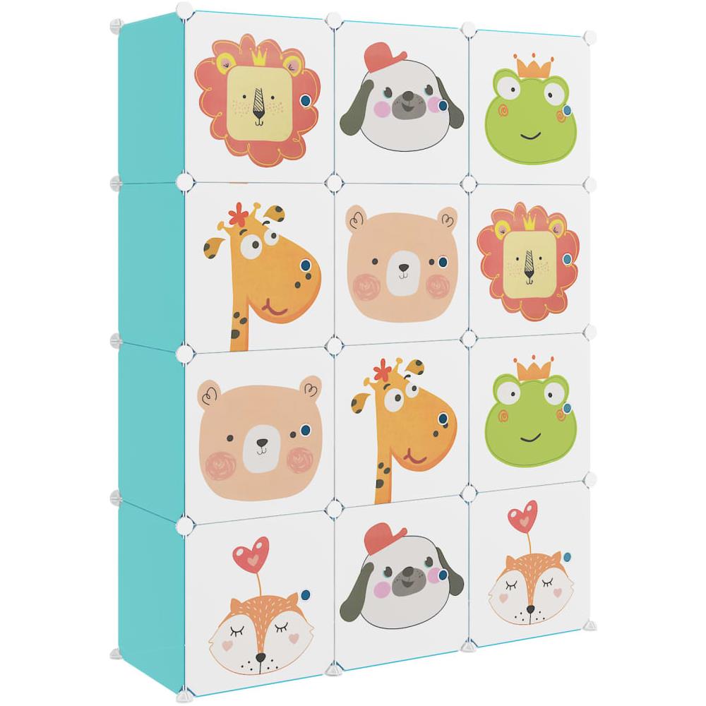 Scaffale Portaoggetti Per Bambini Con 12 Cubi Verdi In Pp - Foto 2