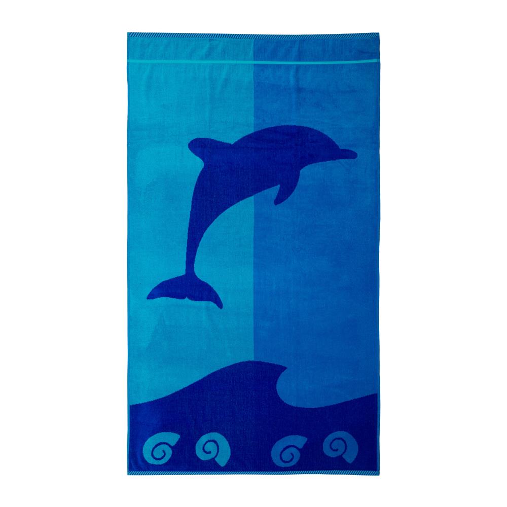 Telo Mare Jacquard Spugna Asciugamano Spiaggia Disegno Flipper Telo Mare Blu - Foto 1
