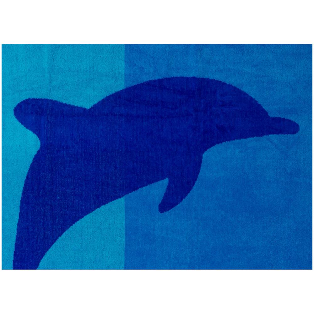 Telo Mare Jacquard Spugna Asciugamano Spiaggia Disegno Flipper Telo Mare Blu - Foto 2
