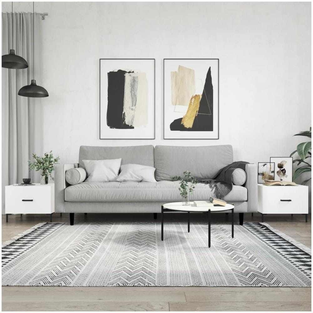 Tavolini Da Salotto 2 Pz Bianchi 50x50x40 Cm Legno Multistrato - Foto 1