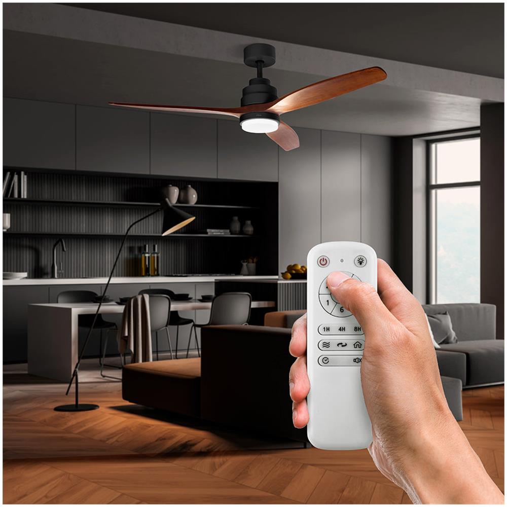 NEPAL CEILING FAN BLACK /OAK 132CM LED - Foto 2