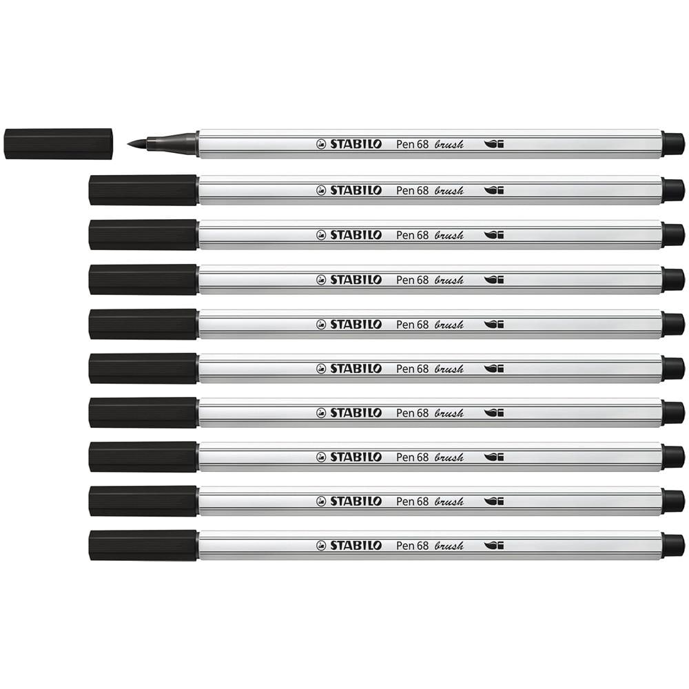 Pen 68 brush - Pennarello Premium con punta a pennello - Confezione da 10 - Nero - Foto 1