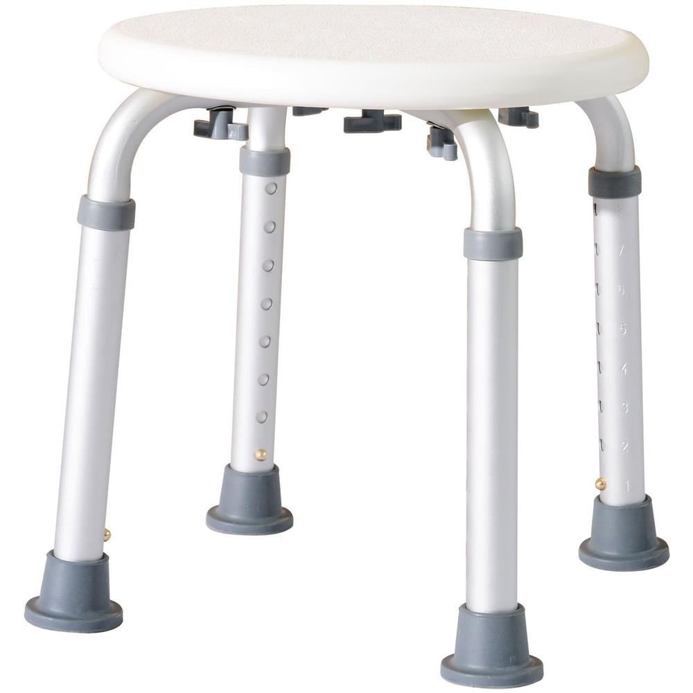 Sgabellino da doccia sedile da bagno ausilio rotondo altezza regolabile 8 posizioni antiscivolo - Foto 1