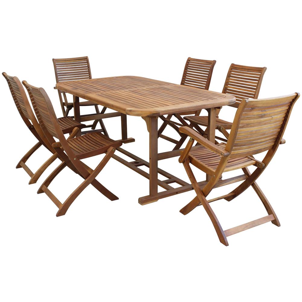 Set Tavolo Giardino Allungabile Rettangolare 180/240 X 100 Con 4 Sedie E 2 Poltrone In Legno Di Acacia Massiccio Per Esterno - Foto 1