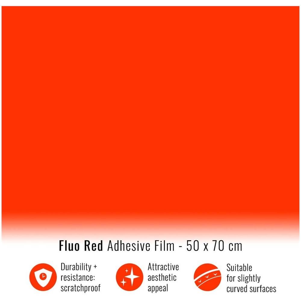 Foglio Pellicola Adesiva Per Wrapping Rosso Fluo, 50 X 70 Cm - Foto 2