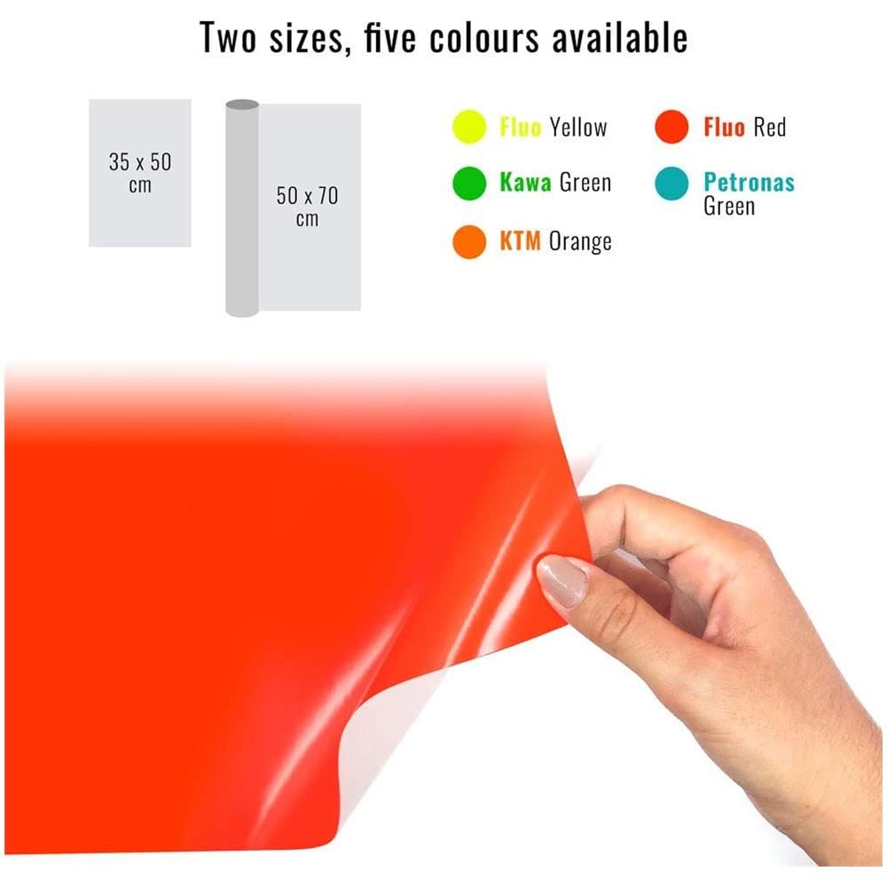 Foglio Pellicola Adesiva Per Wrapping Rosso Fluo, 50 X 70 Cm - Foto 6