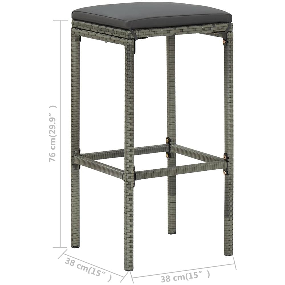 Sgabelli Da Bar Con Cuscini 3 Pz Grigi In Polyrattan - Foto 8