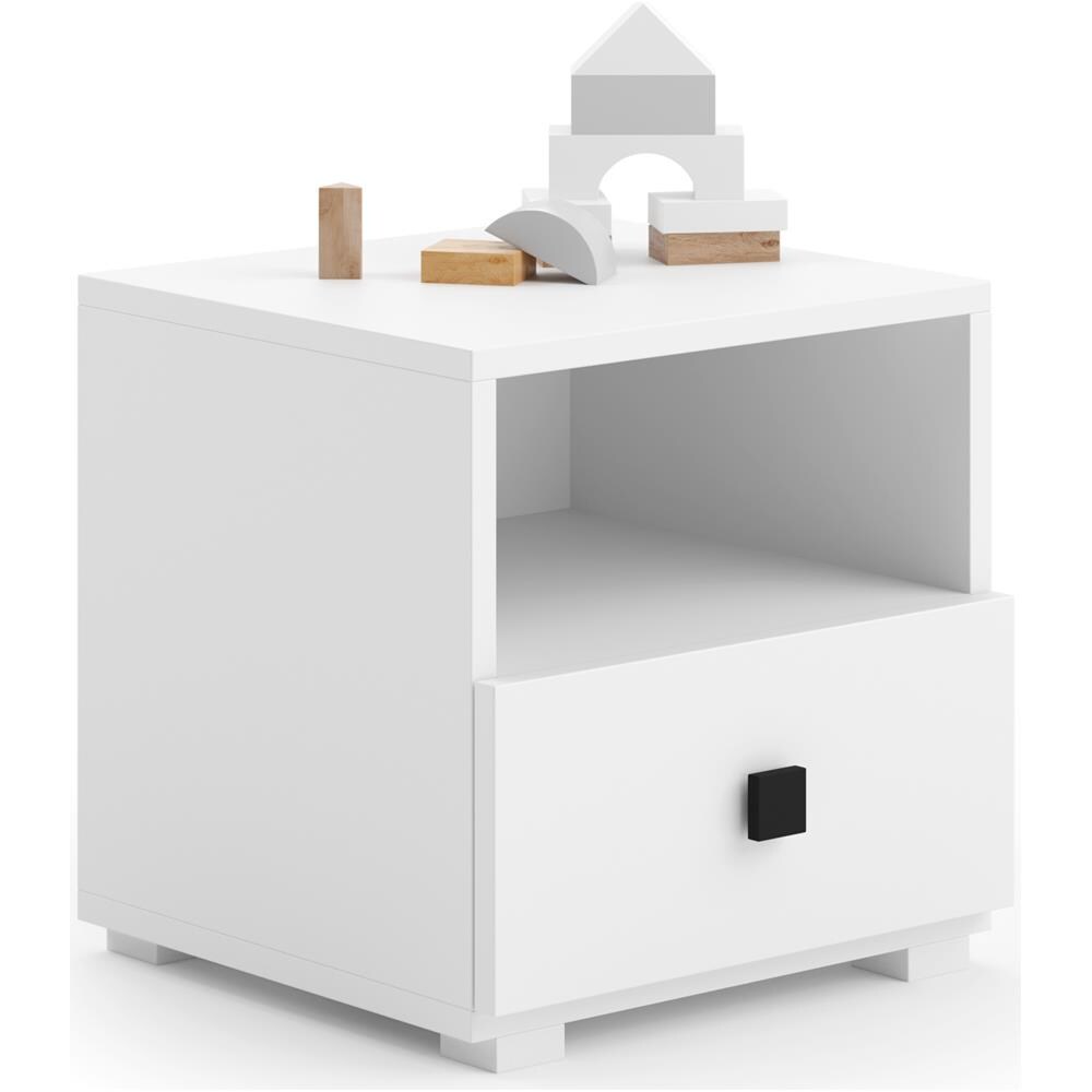 Comodino Emi Con 1 Cassetto Bianco - Maniglia Nera - Foto 1