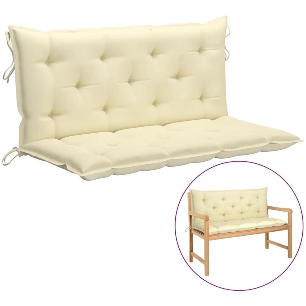 Cuscino per Panca Bianco Crema 120x (50+50) x7cm Tessuto Oxford - Foto 1