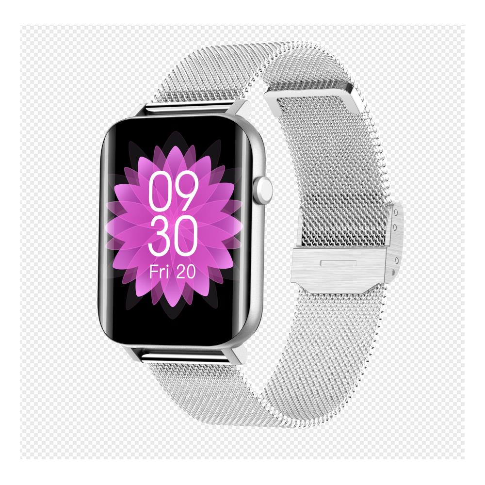 Orologio Smart Fitness Tracker Da Donna Con Cinturino In Acciaio Inox, Monitoraggio Frequenza Cardiaca E Pressione, Pedometro, IP68, Rosa - 3