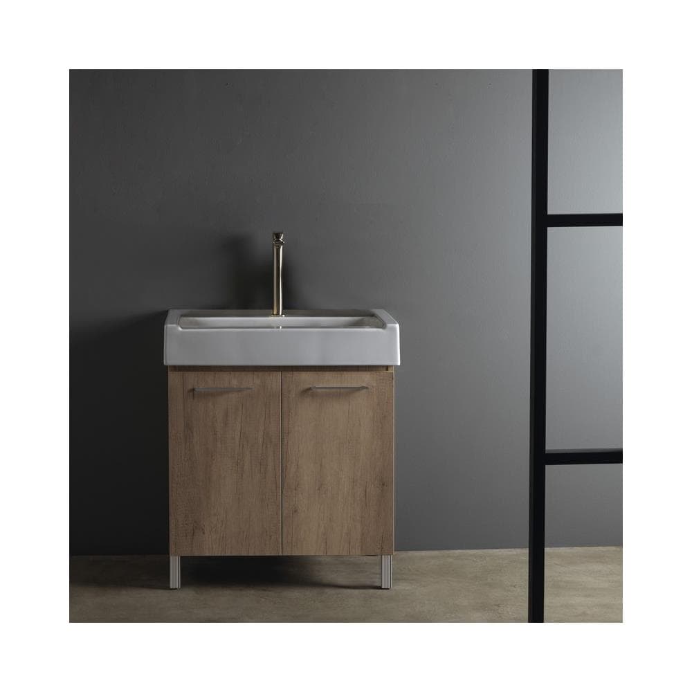 Mobile Lavatoio Con Lavabo In Ceramica 2 Ante 60x50 Classico Colore Bianco - Foto 2