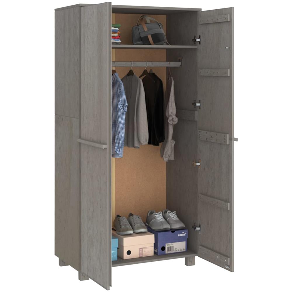 Armadio Grigio Chiaro 89x50x180 Cm In Legno Massello Di Pino - Foto 3