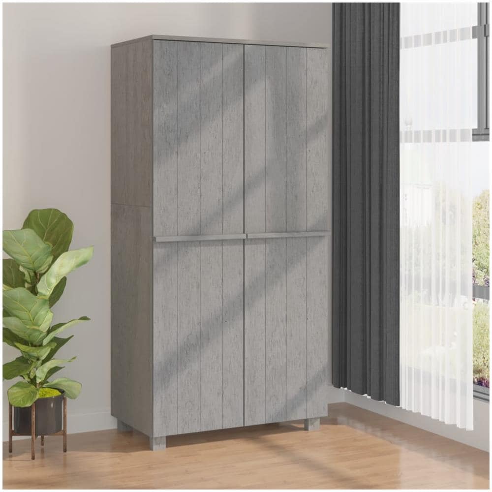 Armadio Grigio Chiaro 89x50x180 Cm In Legno Massello Di Pino - Foto 1